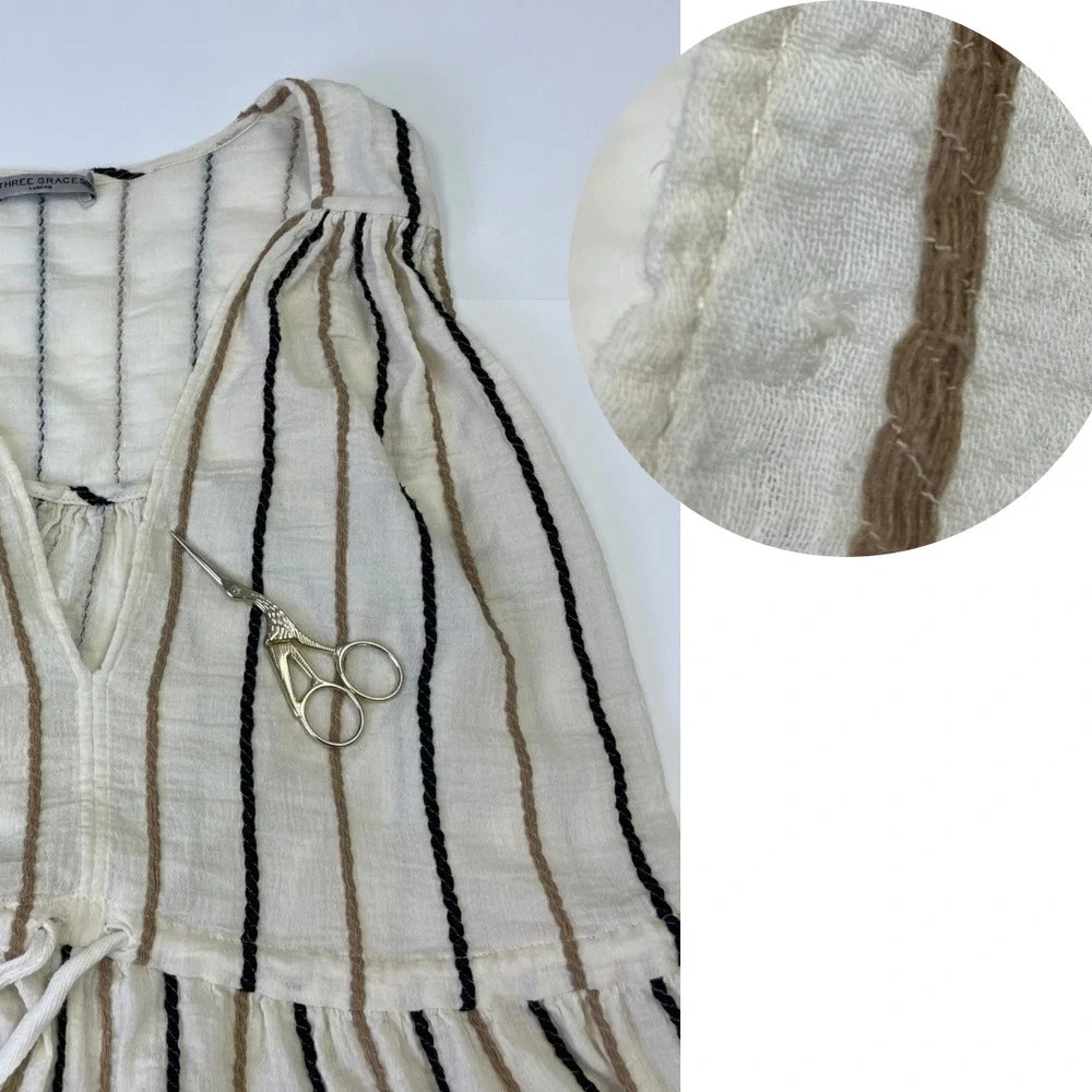 Three Graces London Striped Cotton Midi Dress 10 Beach Resortwear EuroSummer - Picture 16 of 16